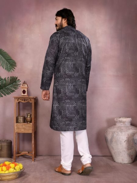 Black Premium Cotton Designer Mens Kurta Pyjama at Low Price Kurta Pajama Wholesale
