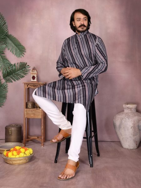 Black Heavy Cotton Kurta Set At Wholesale Price for Traditional Functions Mens Wear