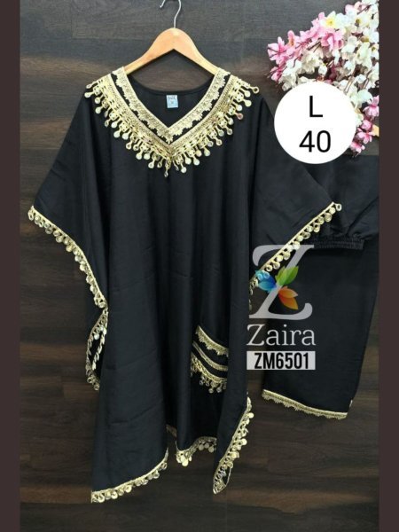 Black Muslin Kaftan Suit with Mirror Embroidery Elegant Look for Eid &  Evening Parties Kaftan 