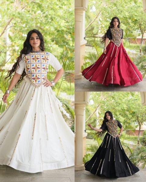 Black Navratri 2026 Rayon Lehenga Choli with Multi Mirror Lace Work at Bulk Stock Available Navratri Lehnega Choli