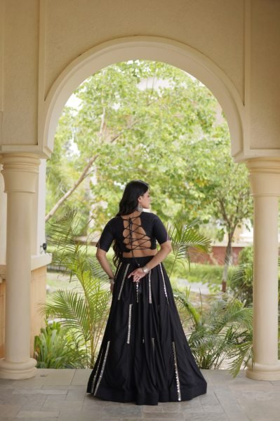 Black Navratri 2026 Rayon Lehenga Choli with Multi Mirror Lace Work at Bulk Stock Available Navratri Lehnega Choli