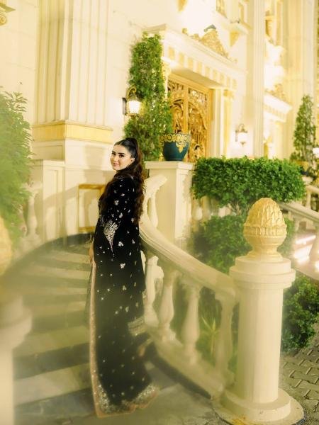 Black Pakistani Embroidered GMY Silk Kurti Plazzo Dupatta Set For Partywear Ready To Wear Collection