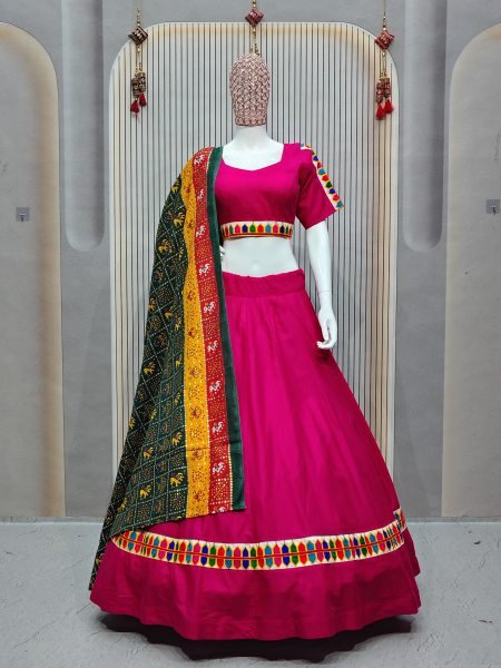 Black Rayon Navratri Chaniya Choli with Gamthi Patchwork Dupatta for Garba Special Navratri Lehnega Choli