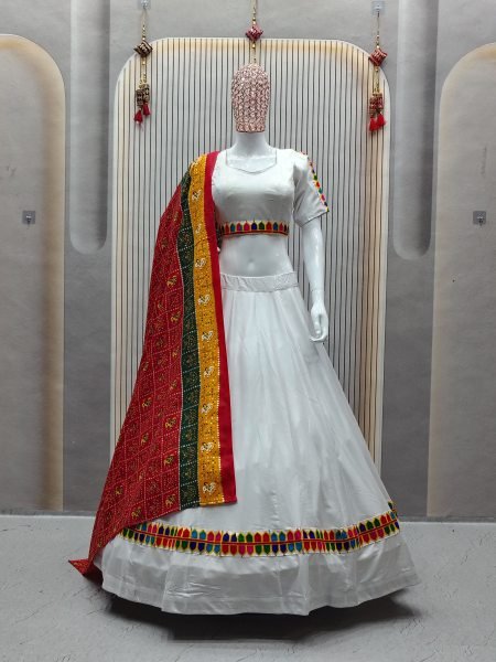 Black Rayon Navratri Chaniya Choli with Gamthi Patchwork Dupatta for Garba Special Navratri Lehnega Choli