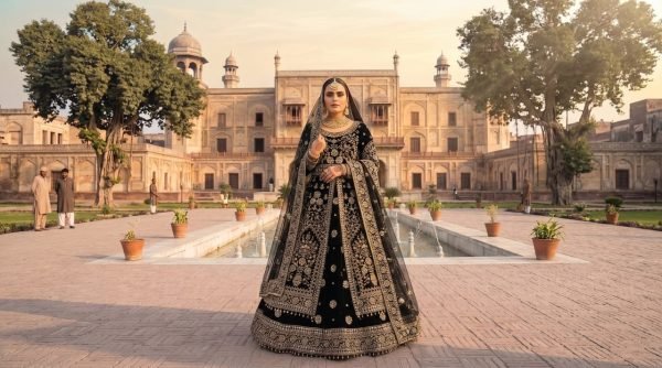 Black Velvet Wedding Lehenga with Embroidered Anarkali Top and Heavy Net Dupatta Wedding Bridal Dress Wholesale