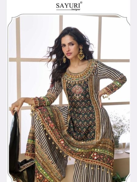 Black Viscose Crepe Silk Sharara Suit with Aari Embroidery Designer Readymade Set