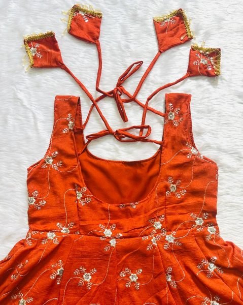 Bloom KesriyaNC Silk Kali Cut Silk   Thread   Sequins Work  Gown with Pant   Dupatta for Reseller  Anarkali Kurtis 