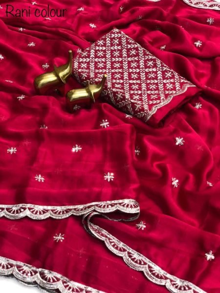 Blooming Red Rangoli Silk Designer Saree with Zari Work Silk Sarees Wholesale