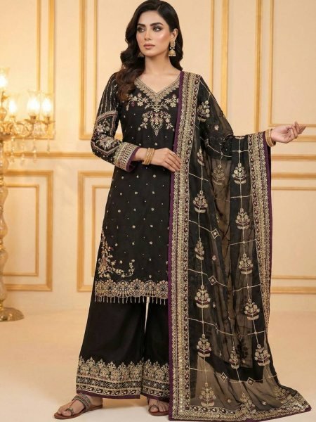 Blooming Jimmy Choo 5mm Sequence Embroidery Work Top Plazzo Set with Dupatta at Wholesale Rate 