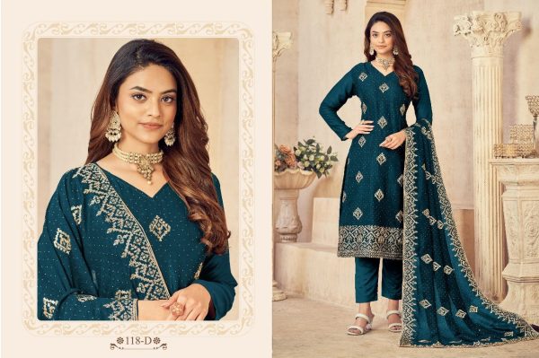 Blooming vichitra with embrodery Work churidar suit Churidar Salwar Suits Wholesale