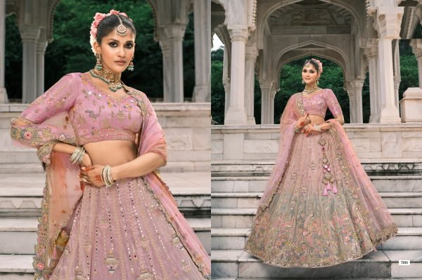 Blossom Pink And Grey Bridal Lehenga With Stunning Designer Embroidery Bridal Lehenga Choli