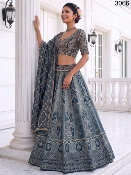 Blue Banarasi Silk Bridal Lehenga with Dori Embroidery Work and Silk Dupatta Bridal Lehenga Choli