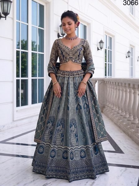 Blue Banarasi Silk Bridal Lehenga with Dori Embroidery Work and Silk Dupatta Bridal Lehenga Choli