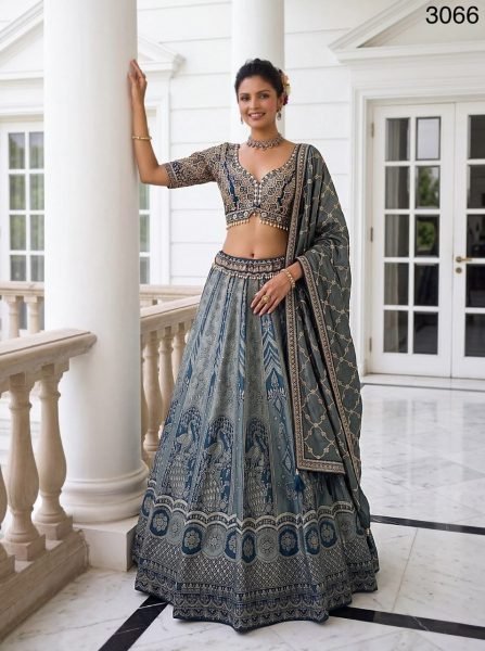 Blue Banarasi Silk Bridal Lehenga with Dori Embroidery Work and Silk Dupatta Bridal Lehenga Choli