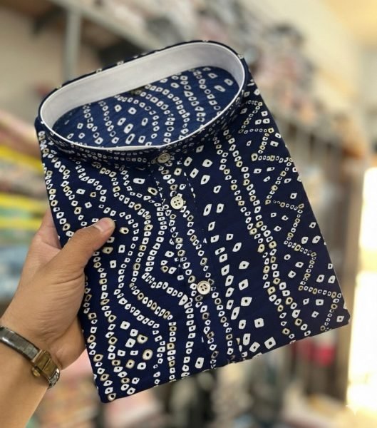Blue Cotton Kids Kurta with Foil Print for Festive Collection Boys Wear