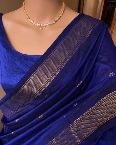 Blue Cotton Silk Saree With Contrast Golden Zari Border Wholesale Price Silk Sarees Wholesale