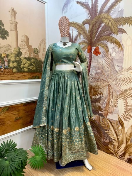 Blue Crush Silk Lehenga with Heavy Border Work Party Collection Designer Lehenga Choli