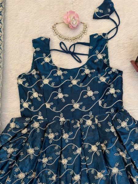 Blue Embroidered Anarkali Suit In Art Silk Anarkali Kurtis 
