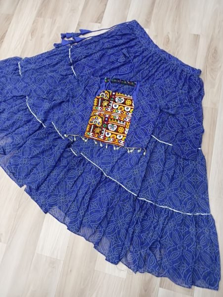Blue Georgette Lehenga with Traditional Gamthi Blouse  Navratri Festival Look Navratri Collection