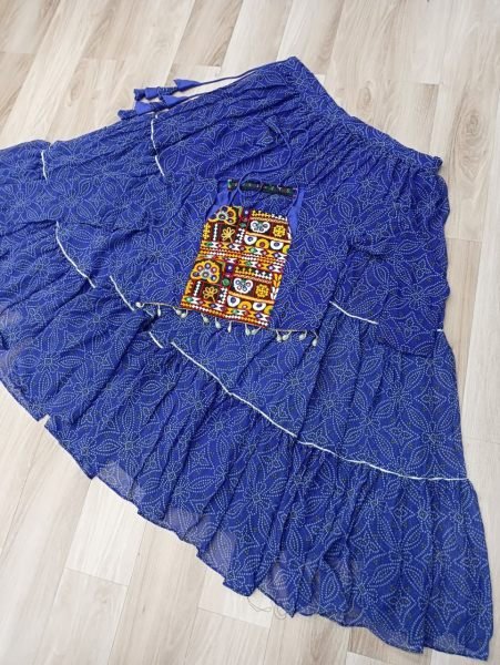 Blue Georgette Lehenga with Traditional Gamthi Blouse  Navratri Festival Look Navratri Collection