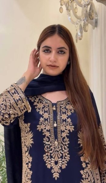Blue Georgette Pakistani Suits With Embroidery Work On Top For Best Wholesale Price Ready To Wear Collection