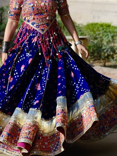 Blue Heavy Muslin Cotton Navratri Lehenga Choli with Real Mirror Work at Wholesale rate Navratri Lehnega Choli