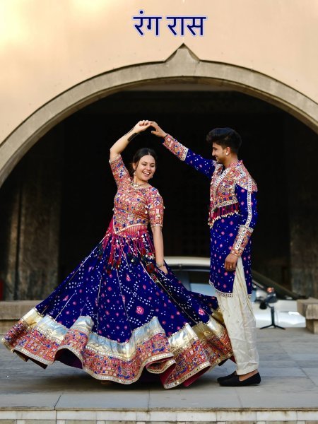 Blue Heavy Muslin Cotton Navratri Lehenga Choli with Real Mirror Work at Wholesale rate Navratri Lehnega Choli
