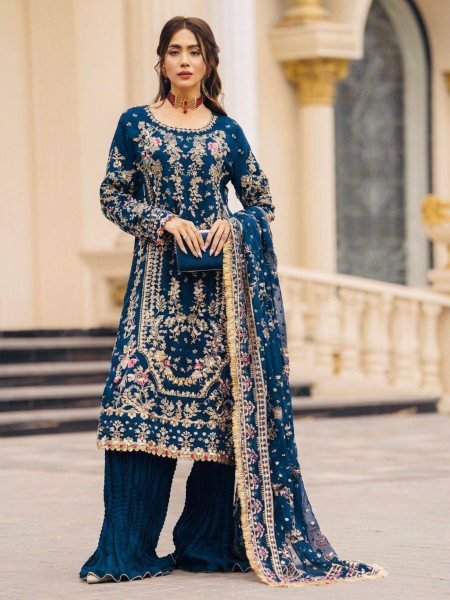 Blue Premium Party Wear Suit Set for Women Wedding Collection Ready To Wear Suit