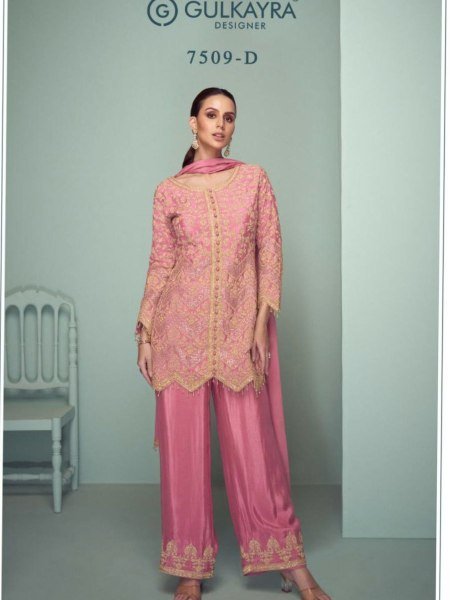 Blush Bloom Chinon Palazzo Set Baby Pink Elegance with Dupatta for Festive Days Salwar Kameez