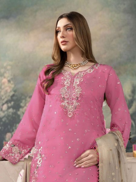 Blush Pink Jimmy Choo Palazzo Set with Fancy Sleeves Elegant Partywear Ensemble Ready To Wear Collection