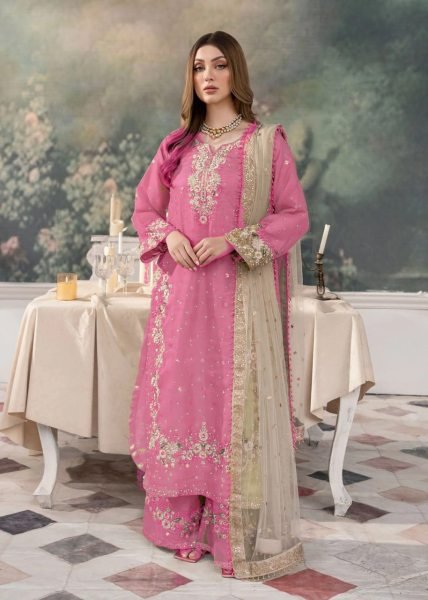 Blush Pink Jimmy Choo Palazzo Set with Fancy Sleeves Elegant Partywear Ensemble Ready To Wear Collection