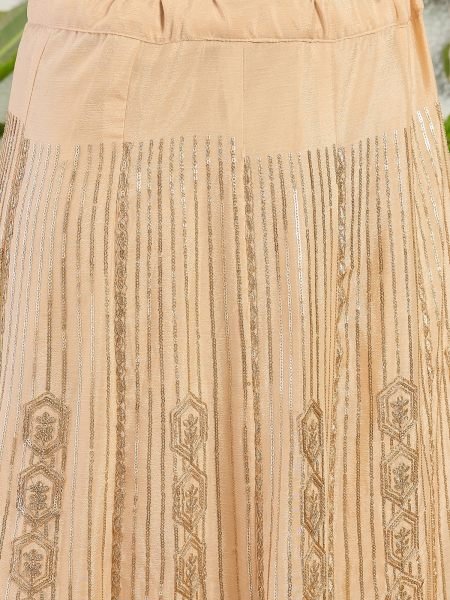 Bohemian Cream Chinon Embroidered Lehenga Suit with Matching Dupatta Embroidery Suits Wholesale