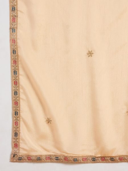 Bohemian Cream Chinon Embroidered Lehenga Suit with Matching Dupatta Embroidery Suits Wholesale