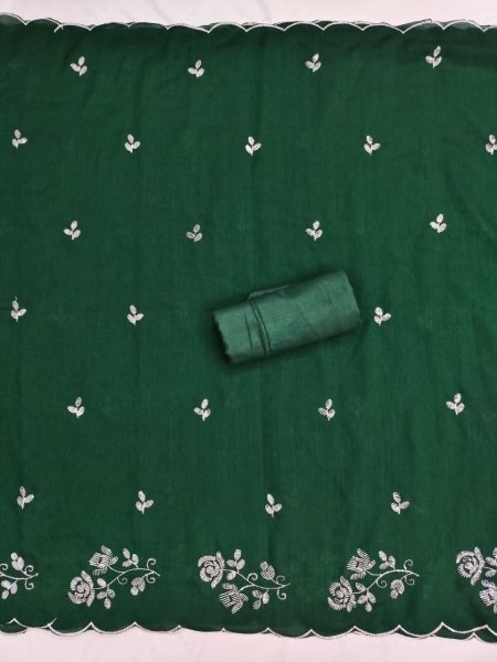 Bohemian Green Vichitra Silk Kurti with Santoon Bottom and Sequins Dupatta Color Set Matching Dress Material Wholesale