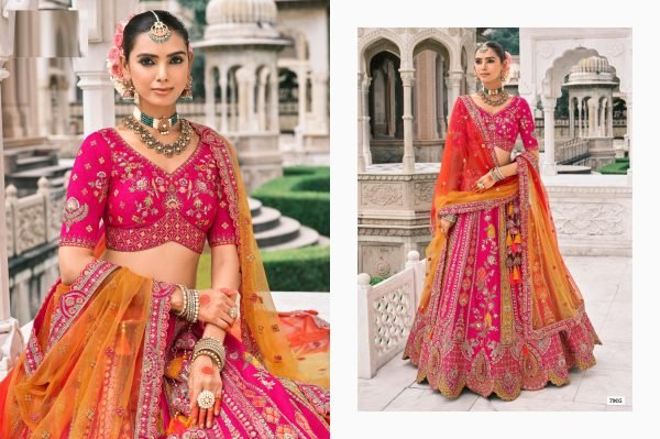 Bohemian Hot Pink Embroidered Silk Lehenga with Mirror Work for Party Wear Bridal Lehenga Choli