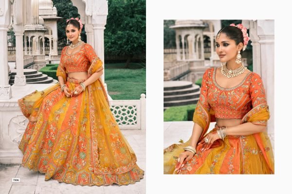 Wedding Special Orange And Yellow Fancy Silk Lehenga with Designer Blouse Bridal Lehenga Choli