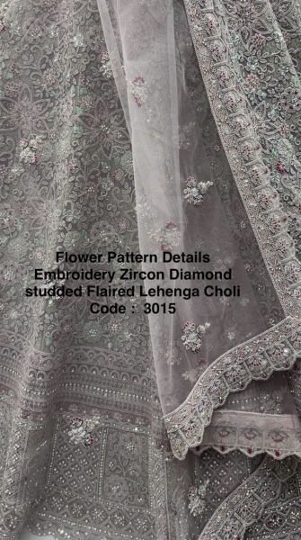 Bohemian Lavender Bridal Net Lehenga with Zari and Diamond Work for Wedding Wear Bridal Lehenga Choli