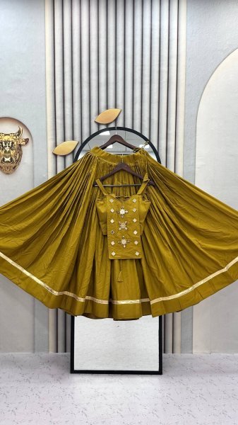 Bohemian Mustard Yelllow Readymade Navratri Lehenga Choli with Heavy Handwork Navratri Lehnega Choli