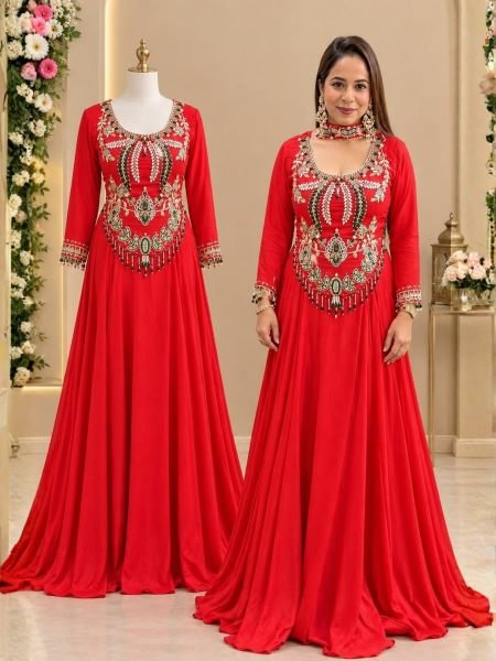 Bohemian Orange Designer Crepe Lehenga with Sequin Embroidered Blouse at Wholesale Rate 