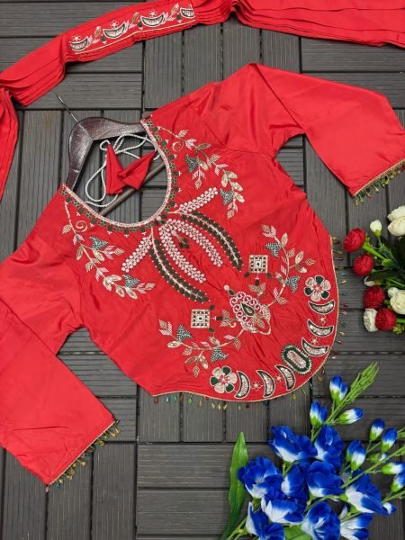 Bohemian Orange Designer Crepe Lehenga with Sequin Embroidered Blouse at Wholesale Rate Ready To Wear Collection