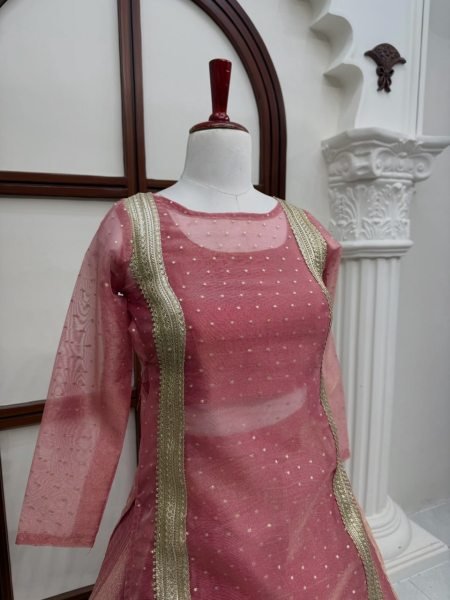 Bohemian Peach Heavy Salsa Crush Lehenga Choli with Fancy Lace Work at Manufacturer  Ready To Wear Collection