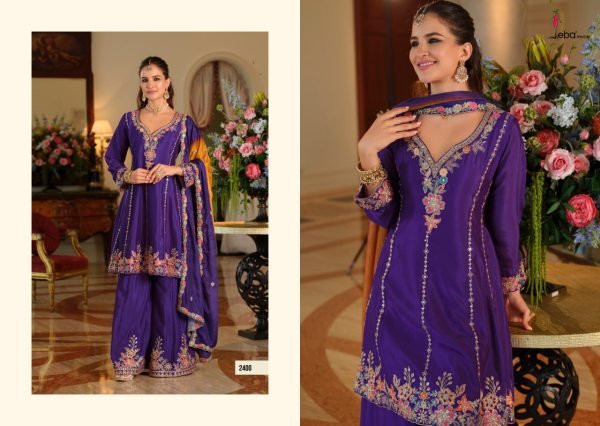 Bohemian Purple Designer Stitched Fox Georgette Lehenga with Canvas Patta Designer Plazzo Salwar Suits Wholesale