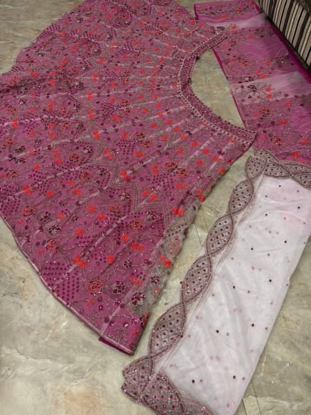 Bohemian Purple Semi-Stitched Butterfly Net Lehenga Choli with Embroidered Dupatta Designer Lehenga Choli