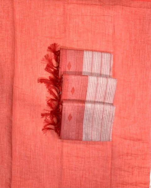 Bohemian Red Designer Linen Cotton Digital Print Saree with Matching Blouse Printed Cotton Sarees Wholesale