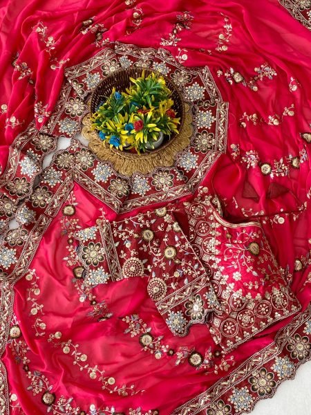 Bohemian Red Pure Soft Rangoli Silk Saree with Multi Embroidery and Cutwork Lace Border Silk Sarees Wholesale