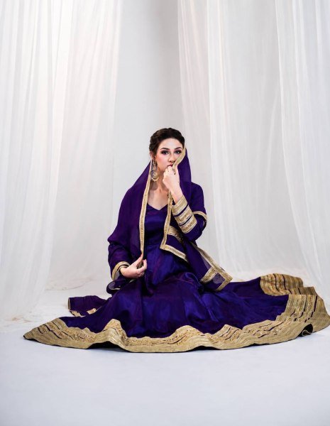Bohemian Royal Purple Women s Heavy Silk Embroidered Anarkali Suit with Matching Pant Ready To Wear Collection