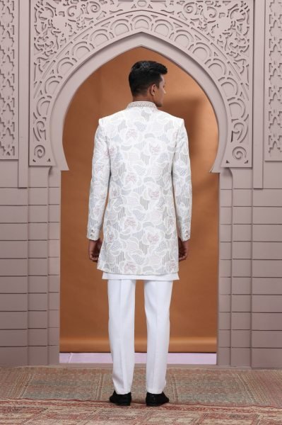 Bohemian White Ethnic Suit Set with Premium Embroidery Finish Look For Party Wear Kurta Pajama Wholesale