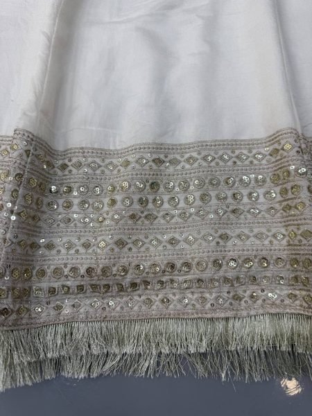 Bohemian White Vichitra Anarkali with 3 5 Meter Flair and Embroidered Dupatta at Wholesale Rate Ready To Wear Collection