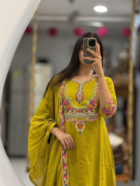 Bohemian Yellow Mughal Fusion Kurti Set for Women in Cotton Fabric at Best Price Embroidery Kurtis 