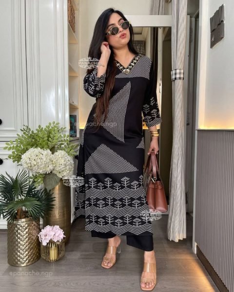 Bold Black Cotton Slub Co Ord Set for Women with Stylish Pant CO ORD Sets